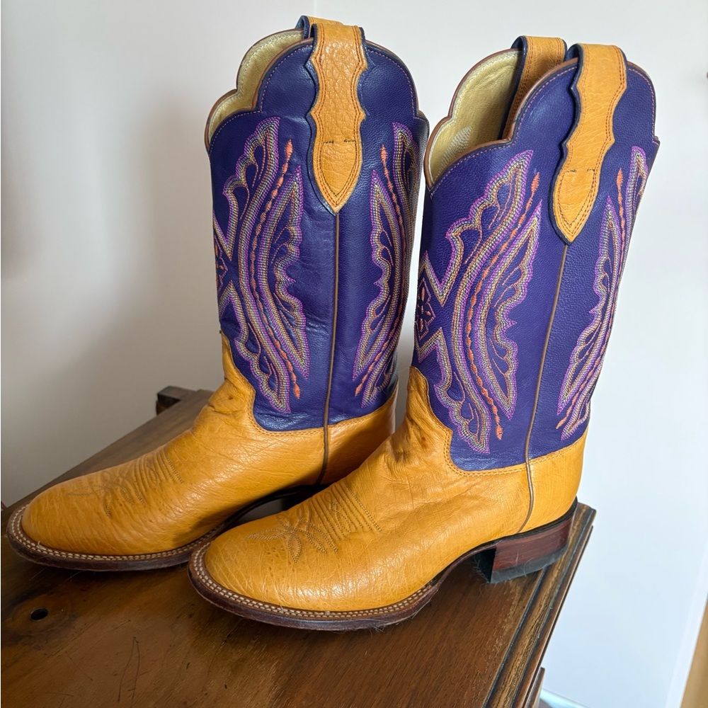 Justin leather boots size 7.5, vibrant colours